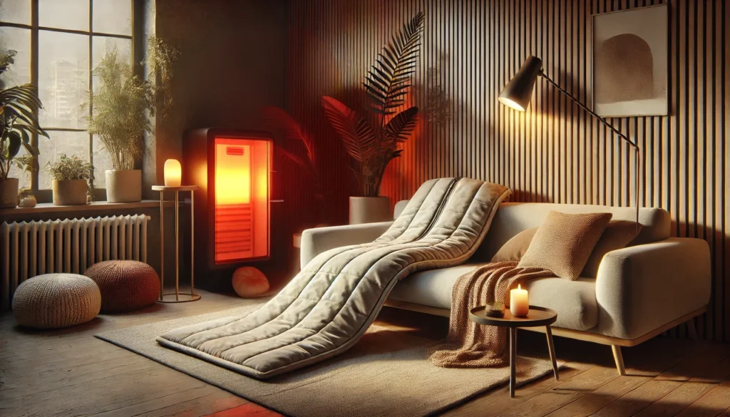 infrarød saunatæppe i hyggeligt miljø ved pejs