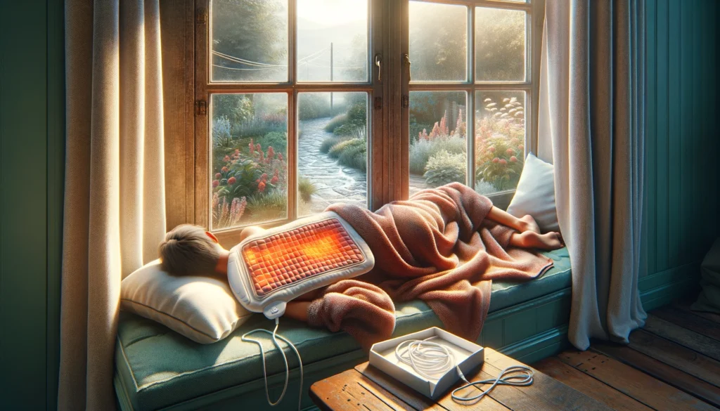 elektrisk varmepude placeret på ryggen