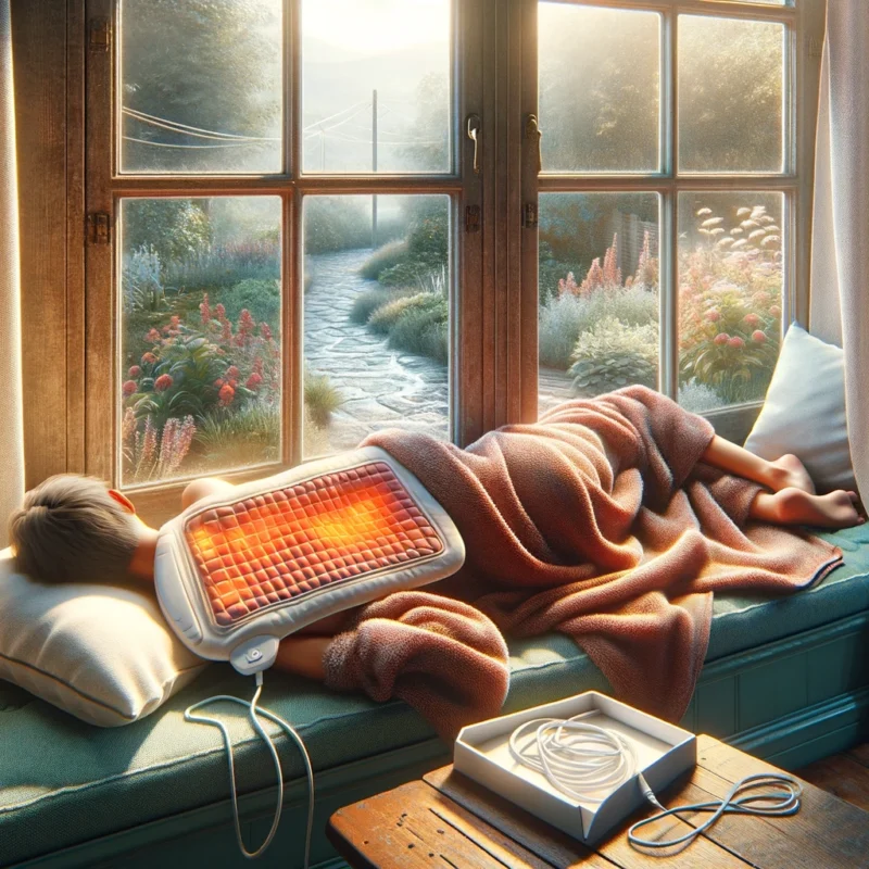 elektrisk varmepude placeret på ryggen